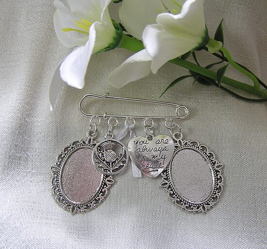 Scottish Wedding Kilt Pin - double picture frame for the Groom