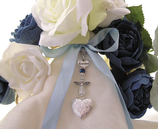 Grandad angel locket wedding bouquet charm