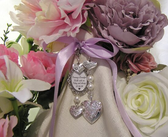 Granny and Grandpa personalised wedding date memorial locket bouquet charm