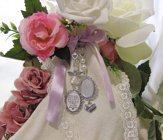 Remembering Grandma personalised wedding date bridal bouquet charm
