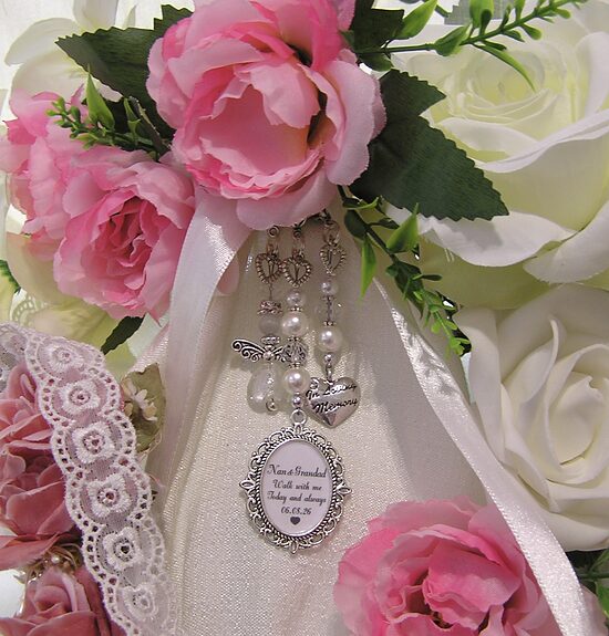 Walk with me today in loving memory wedding bouquet charm