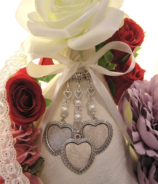 Triple Heart Wedding Bouquet Memory Charm