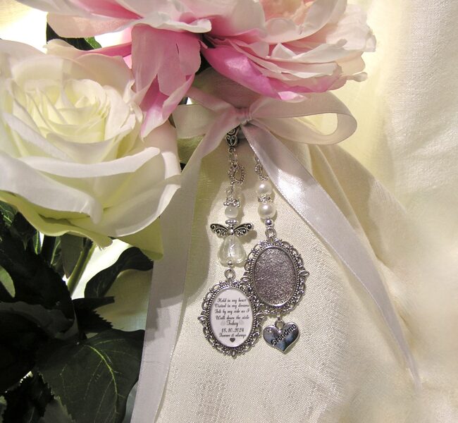 Remembering Grandma personalised wedding date bridal bouquet charm