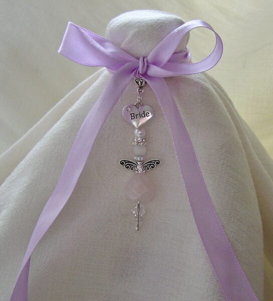 Rose Quartz Angel Bridal Bouquet Charm gift for the Bride