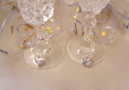 Bride and Groom Wine Glass Charms