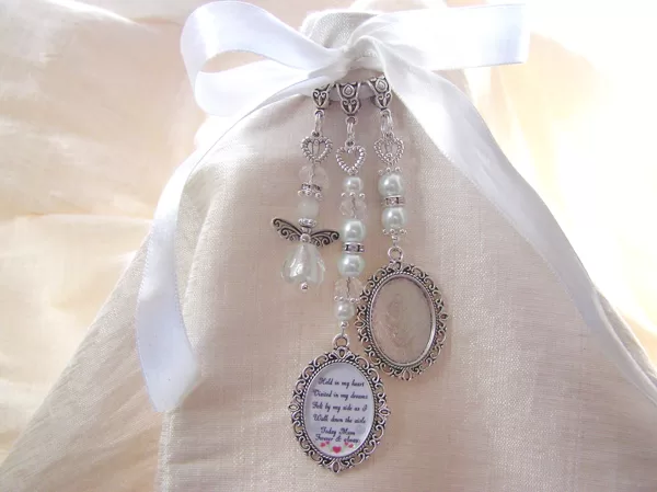 Oval Angel Bridal Bouquet Memory Charm for Mum Dad or Loved one